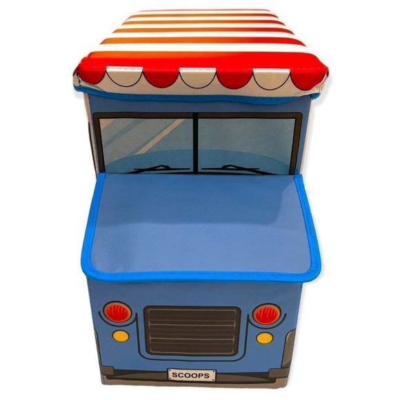 Portable Foldable Storage Box, Organizer, Stool, Car Model, Bus, Ice Cream Car - Picture 3 of 16
